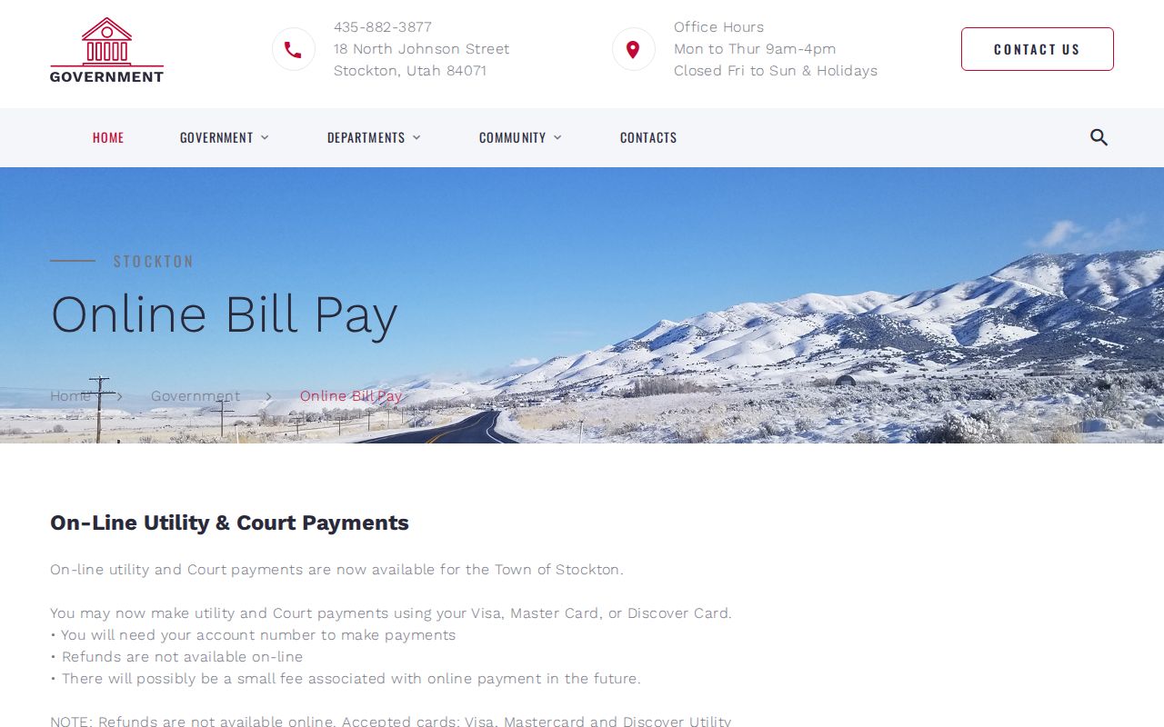 Stockton official court and utility payment page
