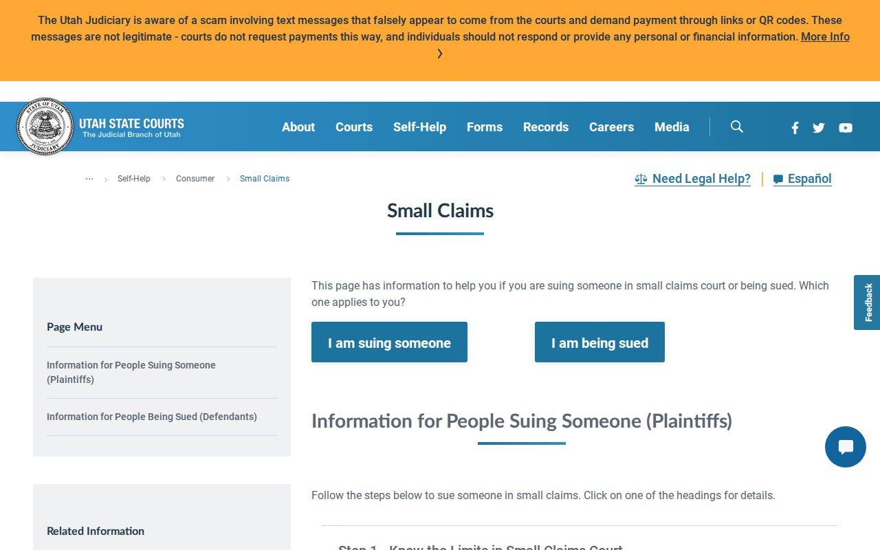 Tooele County civil court docket small claims venue